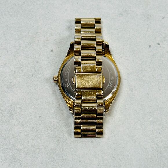 Michael Kors Watch Womens 40mm Crystal Bezel Gold Tone Blake New Battery - Picture 7 of 15